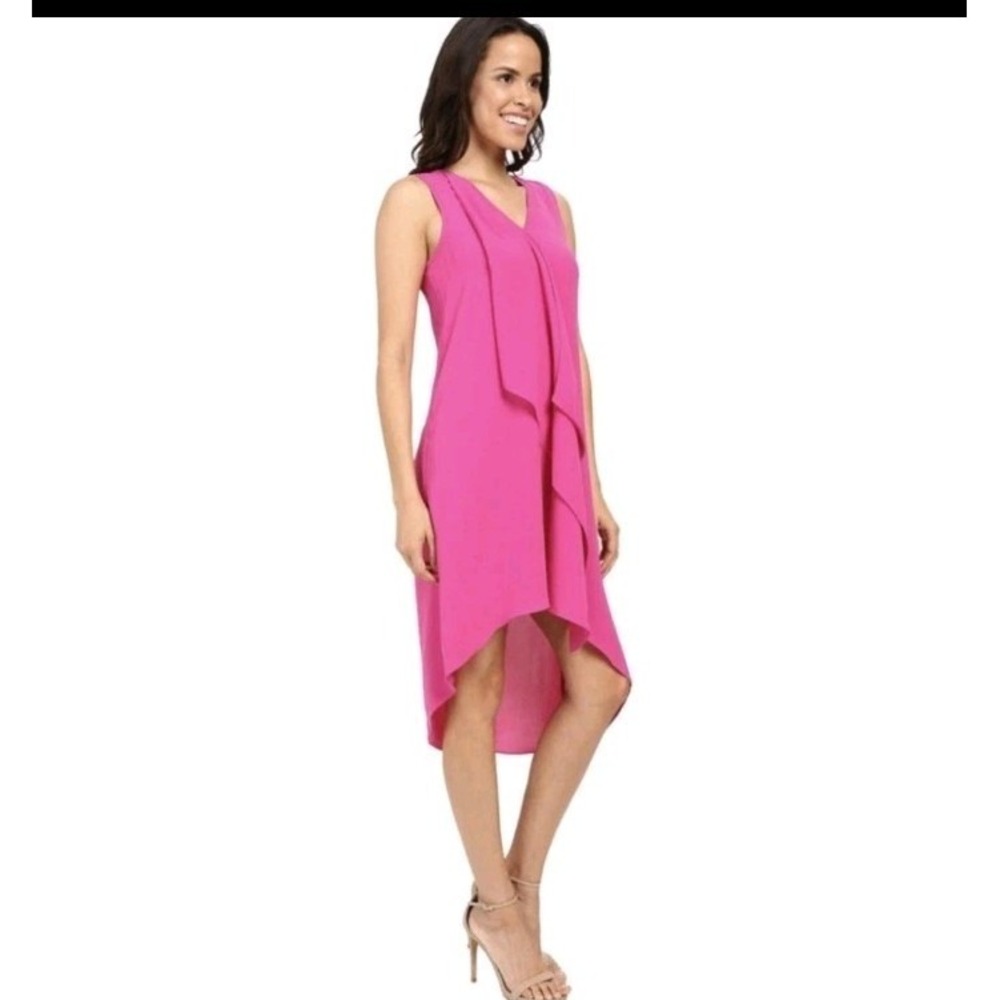 Women's 6 Dress Hot Pink Cocktail Sleeveless Chiffon Asymmetrical Drapeโ Papell